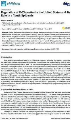 Regulation of E-Cigarettes in the United States and Its Role in a Youth Epidemic - MDPI