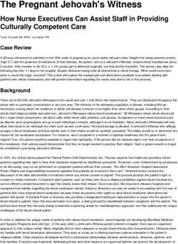 The Pregnant Jehovah's Witness - How Nurse Executives Can Assist Staff in Providing Culturally Competent Care