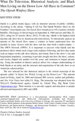 What Do Television, Rhetorical Analysis, and Black Men Living on the Down Low All Have in Common? The Oprah Winfrey Show - Midwest Popular Culture ...