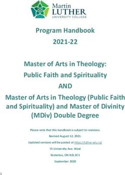AND Program Handbook 2021-22 Master of Arts in Theology: Public Faith and Spirituality - Martin Luther University College