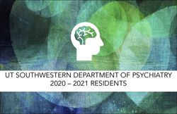 UT SOUTHWESTERN DEPARTMENT OF PSYCHIATRY 2020 - 2021 RESIDENTS