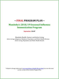 FINAL PROGRAM PLAN - Manitoba's 2018/19 Seasonal Influenza Immunization Program - Province of Manitoba