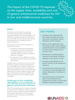 The impact of the COVID-19 response on the supply chain, availability and cost of generic antiretroviral medicines for HIV in low- and ...