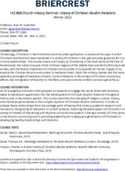HIS 869 Church History Seminar: History of Christian-Muslim Relations Winter 2022 - Briercrest ...