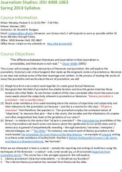 Journalism Studies: JOU 4008-1063 Spring 2018 Syllabus
