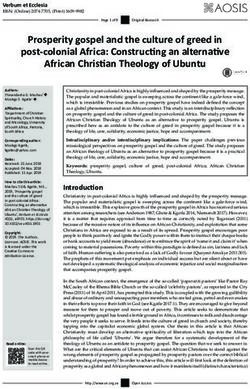 Prosperity gospel and the culture of greed in post-colonial Africa: Constructing an alternative African Christian Theology of Ubuntu