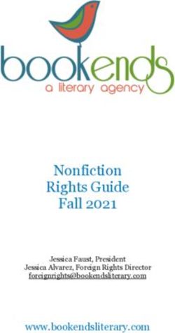 Nonfiction Rights Guide Fall 2021 - www.bookendsliterary.com Jessica Faust, President - BookEnds Literary Agency