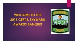 WELCOME TO THE 2019 CERT & SKYWARN AWARDS BANQUET