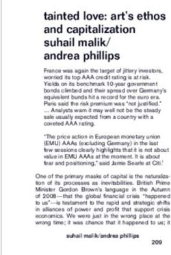 Tainted love: art's ethos and capitalization suhail malik/ andrea phillips