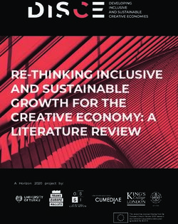 RE-THINKING INCLUSIVE AND SUSTAINABLE GROWTH FOR THE CREATIVE ECONOMY: A LITERATURE REVIEW - Disce