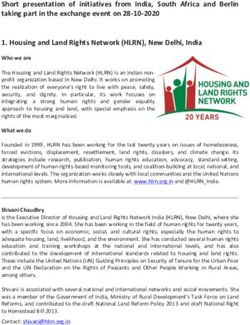 Short presentation of initiatives from India, South Africa and Berlin taking part in the exchange event on 28-10-2020 1. Housing and Land Rights ...