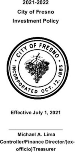 City of Fresno Investment Policy 2021-2022 - Effective July 1, 2021 Michael A. Lima Controller/Finance Director/(ex- officio)Treasurer