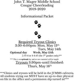 John T. Magee Middle School Cougar Cheerleading 2019-2020 Informational Packet Required Tryout Clinics 3:30-6:00pm: Mon, May 13 th Tues, May 14th