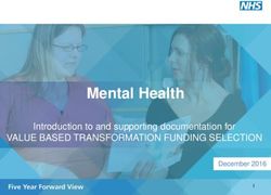 Mental Health VALUE BASED TRANSFORMATION FUNDING SELECTION - Introduction to and supporting documentation for - NHS England