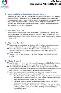 May 2021 Coronavirus Policy (COVID-19) - The Elizabeth ...
