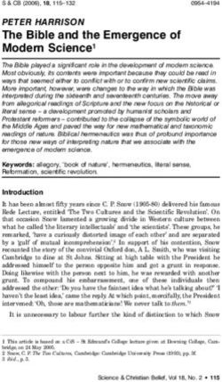 The Bible and the Emergence of Modern Science1