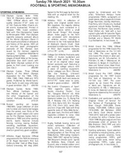 FOOTBALL & SPORTING MEMORABILIA - Sunday 7th March 2021 10.30am