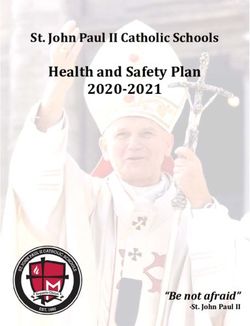 Health and Safety Plan 2020-2021 - St. John Paul II Catholic Schools - "Be not afraid" - JPII Catholic Schools