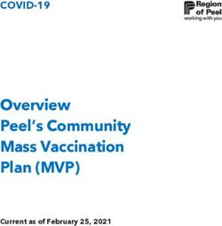 Overview Peel's Community Mass Vaccination Plan (MVP) - COVID-19 - Current as of February 25, 2021