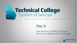TITLE IX JOSH MCKOON, GENERAL COUNSEL TECHNICAL COLLEGE SYSTEM OF GEORGIA