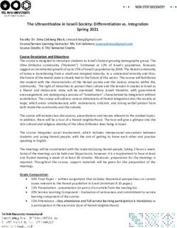The Ultraorthodox in Israeli Society: Differentiation vs. Integration Spring 2021 - TAU International