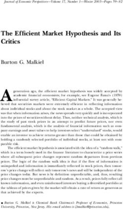 The Ef cient Market Hypothesis and Its Critics