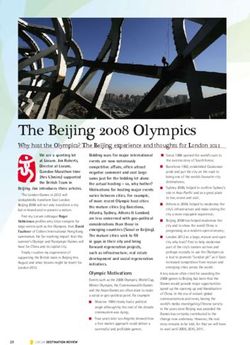 The Beijing 2008 Olympics - Why host the Olympics? The Beijing experience and thoughts for London 2012