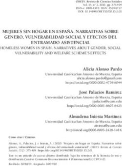 MUJERES SIN HOGAR EN ESPA&Ntilde;A. NARRATIVAS SOBRE G&Eacute;NERO, VULNERABILIDAD SOCIAL Y EFECTOS DEL ENTRAMADO ASISTENCIAL - RUA
