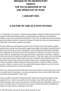 MESSAGE OF HIS HOLINESS POPE FRANCIS FOR THE CELEBRATION OF