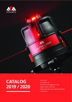CATALOG 2019 / 2020 Laser tools Surveying tools Inspection and diagnostic tools Angle meters and levels Measuring tapes and measuring wheels ...