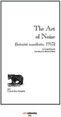 The Art of Noise (futurist manifesto, 1913) - ubuclassics