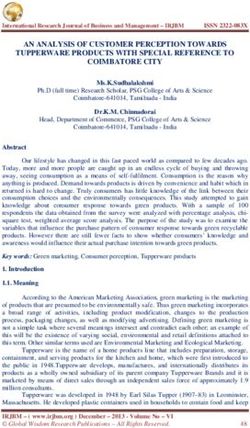 AN ANALYSIS OF CUSTOMER PERCEPTION TOWARDS TUPPERWARE PRODUCTS WITH SPECIAL REFERENCE TO COIMBATORE CITY