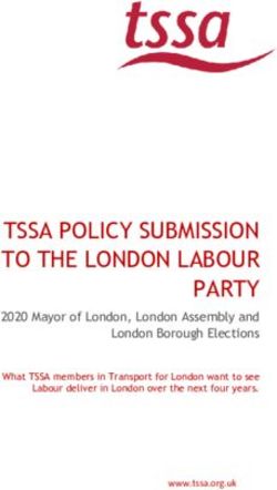 TSSA POLICY SUBMISSION TO THE LONDON LABOUR PARTY - 2020 Mayor of London, London Assembly and London Borough Elections