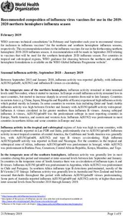 Recommended composition of influenza virus vaccines for use in the 2019- 2020 northern hemisphere influenza season February 2019 - Medbox