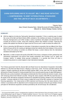 CHINA EXPLORING WAYS TO ADJUST BELT AND ROAD INITIATIVE - COMPROMISING TO MEET INTERNATIONAL STANDARDS