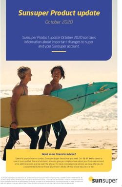 Sunsuper Product update - October 2020 Sunsuper Product update October 2020 contains