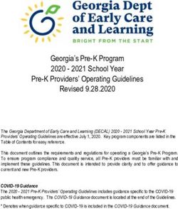 Georgia's Pre-K Program 2020 - 2021 School Year Pre-K Providers' Operating Guidelines Revised 9.28.2020 - 2021 School Year Pre-K ...