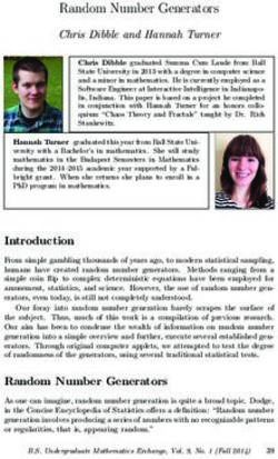 Random Number Generators - Chris Dibble and Hannah Turner - Ball State University Libraries
