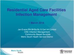 Residential Aged Care Facilities Infection Management - 1 March 2018 Jan Evans RN BHSc(N) G Cert Inf Control