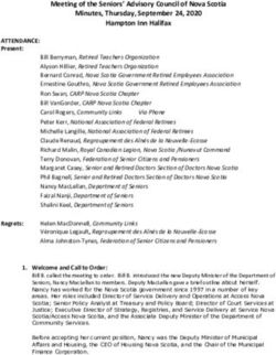 Meeting of the Seniors' Advisory Council of Nova Scotia Minutes, Thursday, September 24, 2020 Hampton Inn Halifax