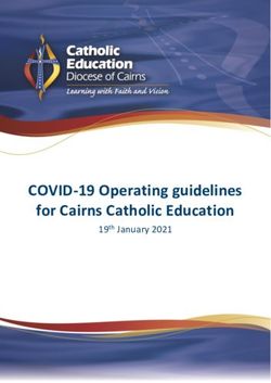 COVID-19 Operating guidelines for Cairns Catholic Education - 19th January 2021