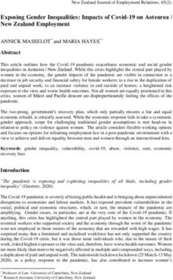 Exposing Gender Inequalities: Impacts of Covid-19 on Aotearoa ǀ New Zealand Employment