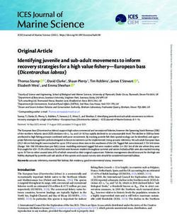 Original Article Identifying juvenile and sub-adult movements to inform recovery strategies for a high value fishery-European bass Dicentrarchus ...