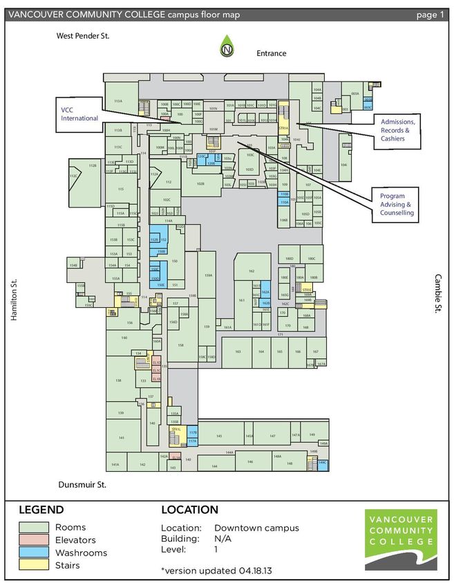 Vcc Broadway Campus Map International Student Handbook - Www.vcc.ca/International - September 2018  - Vancouver Community College
