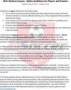 2021 Outdoor Season - Safety Guidelines for Players and Parents: Safety Guidelines for Players and ...