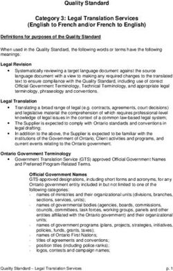 Quality Standard Category 3: Legal Translation Services (English to French and/or French to English)