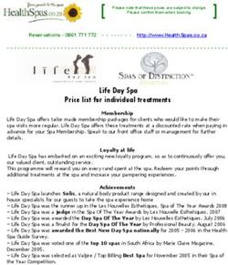 Life Day Spa Price list for individual treatments