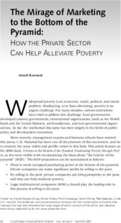 The Mirage of Marketing to the Bottom of the Pyramid: the United Nations