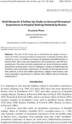 Brief Research: A Follow-Up Study on Unusual Perceptual Experiences in Hospital Settings Related by Nurses - Society for Scientific Exploration