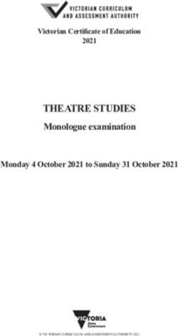 THEATRE STUDIES Monologue examination - Monday 4 October 2021 to Sunday 31 October 2021 - VCAA